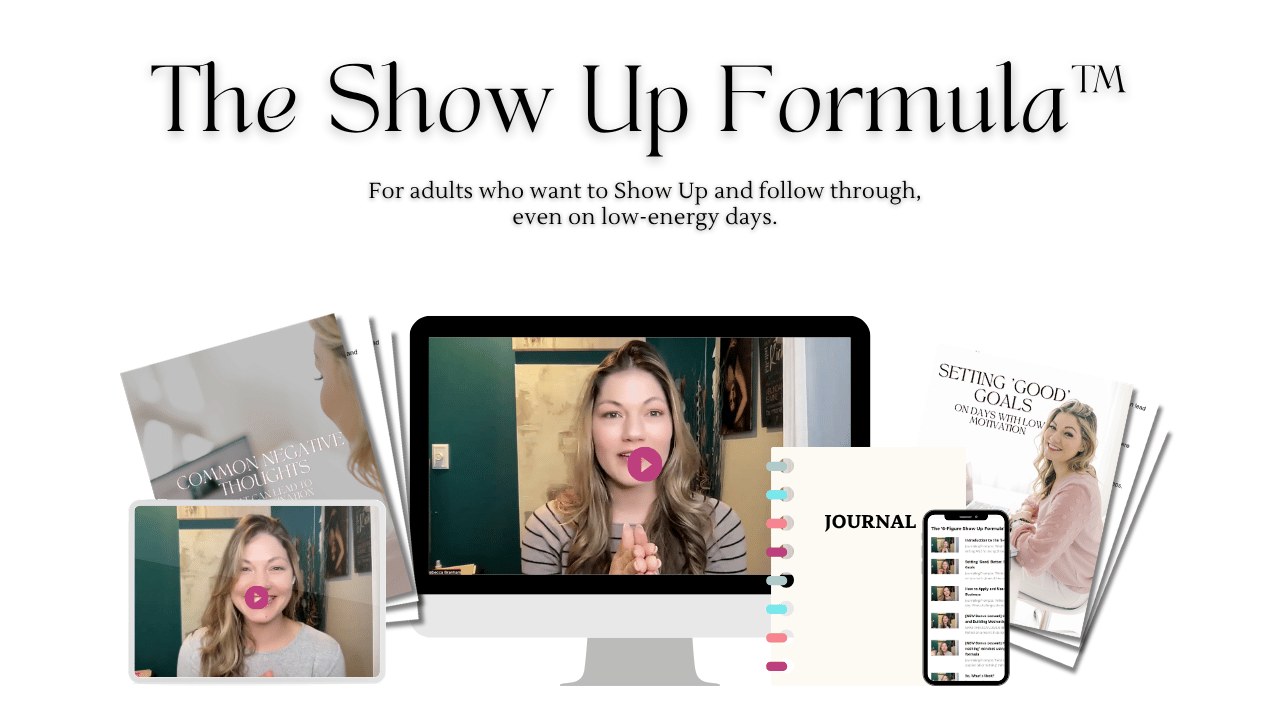 The Show Up Formula course on a laptop and phone