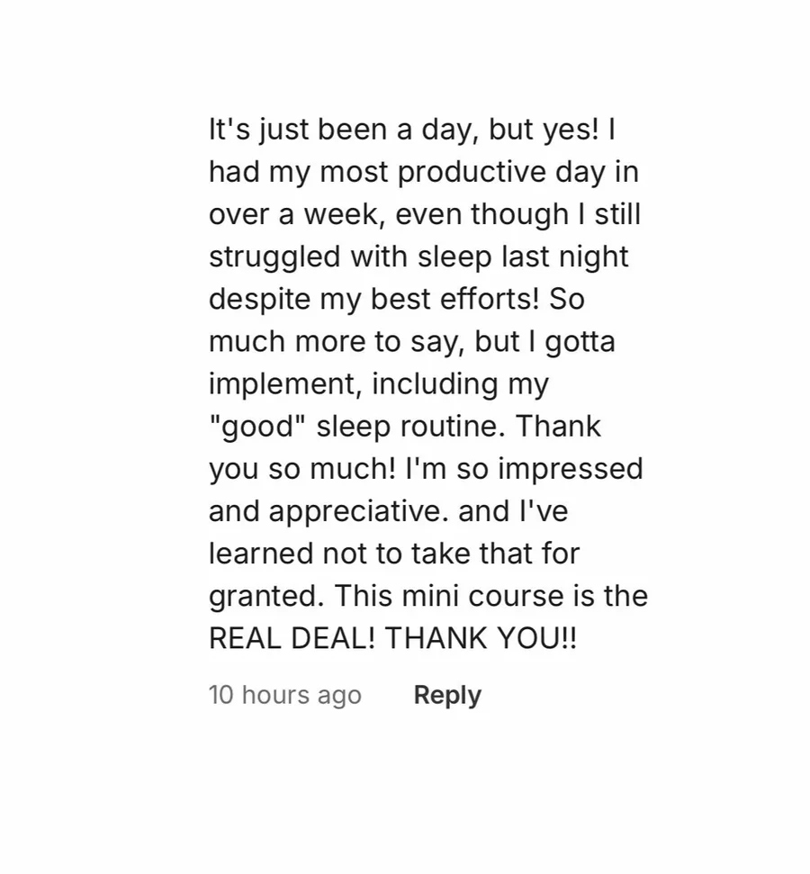 Student comment: most productive day in over a week