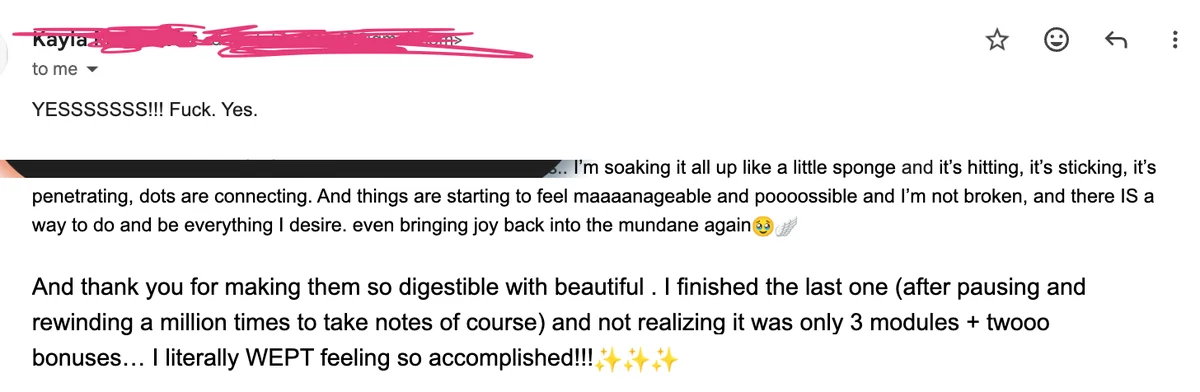 Student email: things are starting to feel manageable and possible